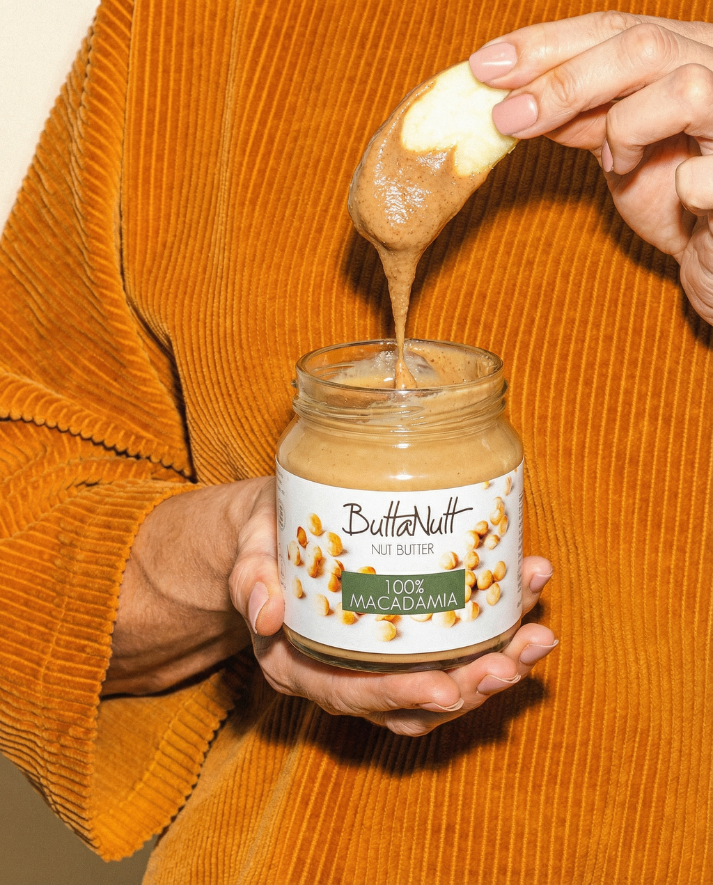 Macadamia nut butter with a fresh apple — Food Trader